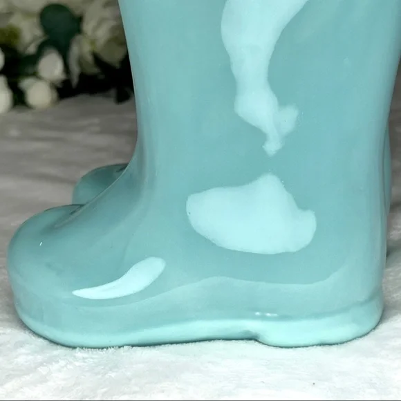 ❌SOLD❌ Rae Dunn NWT FRESH HERBS Rain Boots Planter Aqua Blue Green 6” Planter - Picture 15 of 16